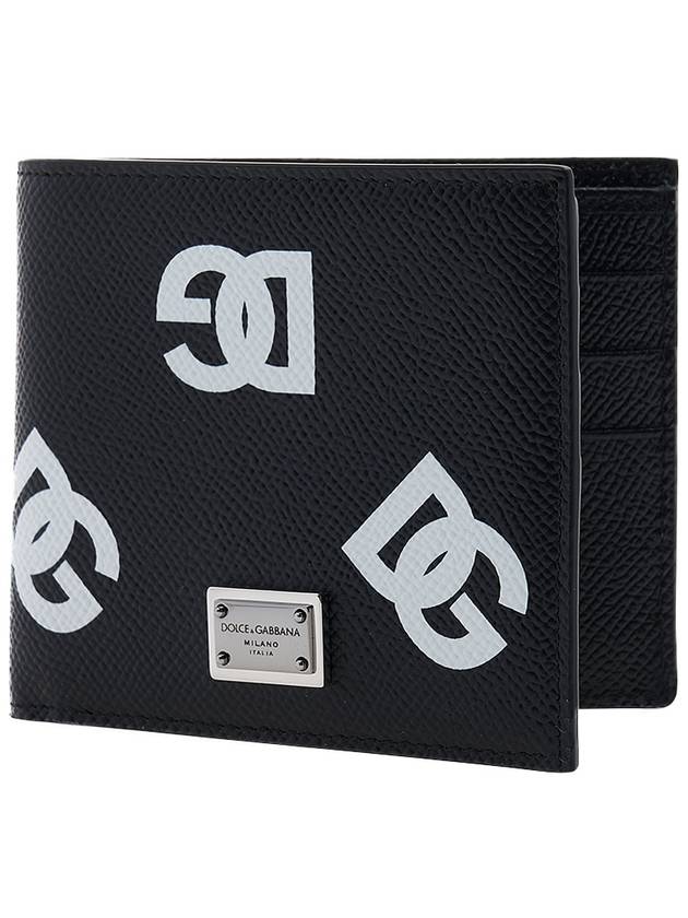 DG Logo Print Calfskin Half Wallet Black - DOLCE&GABBANA - BALAAN 2