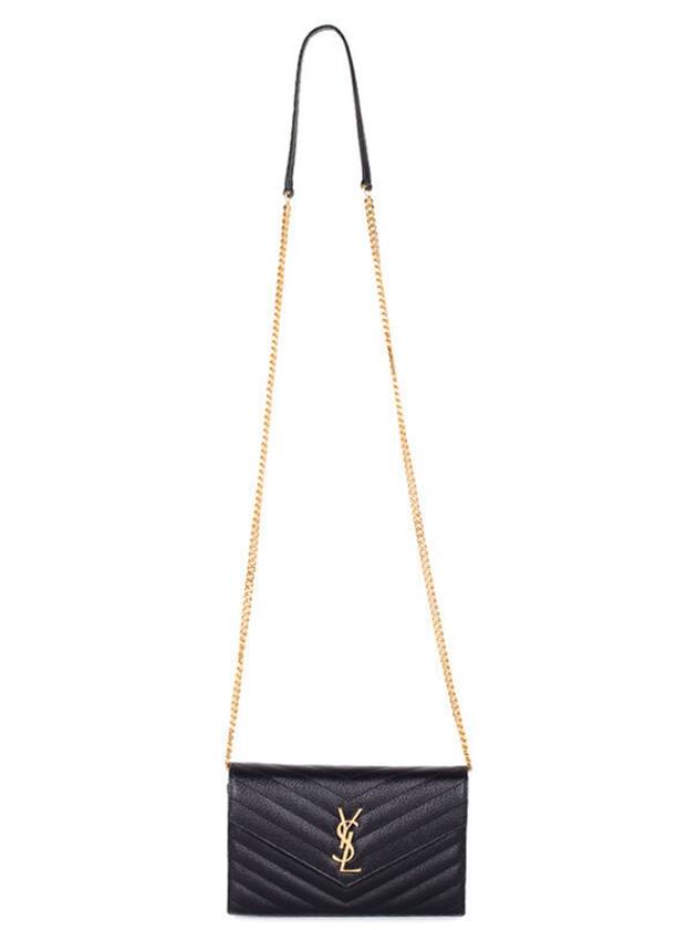 Cassandre Matelasse Envelope Chain Cross Bag In Grain De Poudre Embossed Leather Black - SAINT LAURENT - BALAAN 6