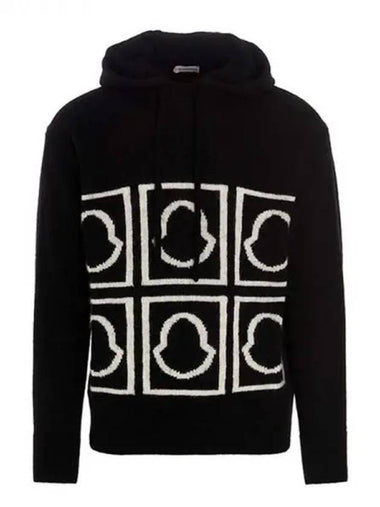 Logo pattern jacquard hood knit black men 233389 - MONCLER - BALAAN 1