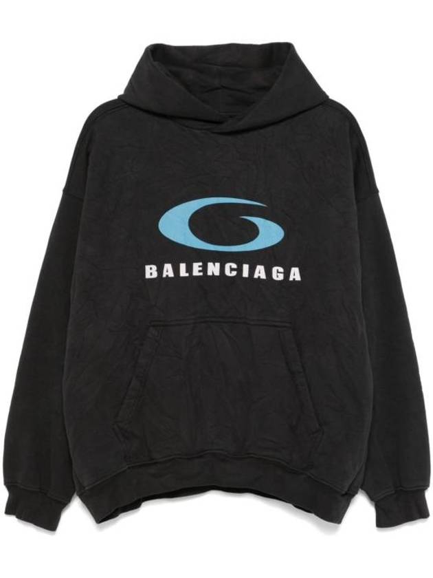 Logo Hoodie Washed Black - BALENCIAGA - BALAAN 2