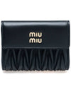 Logo Zipper Leather Card Wallet Black - MIU MIU - BALAAN 3