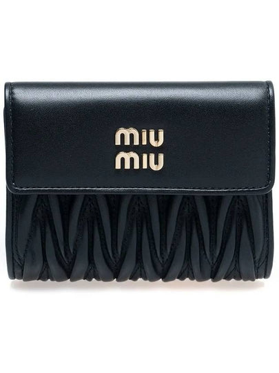 Logo Zipper Leather Card Wallet Black - MIU MIU - BALAAN 2