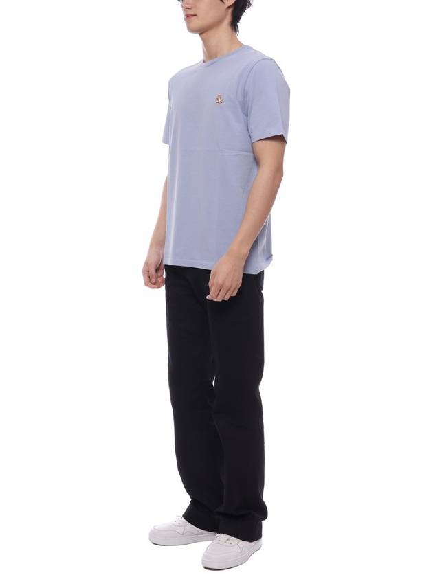 Chillax Fox Patch Regular Short Sleeve T-Shirt Blue - MAISON KITSUNE - BALAAN 5