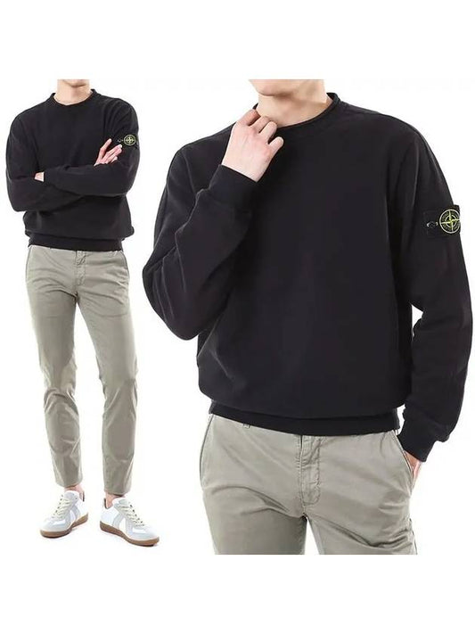 Stretch Cotton Fleece Mock Turtleneck Sweatshirt Black - STONE ISLAND - BALAAN 2