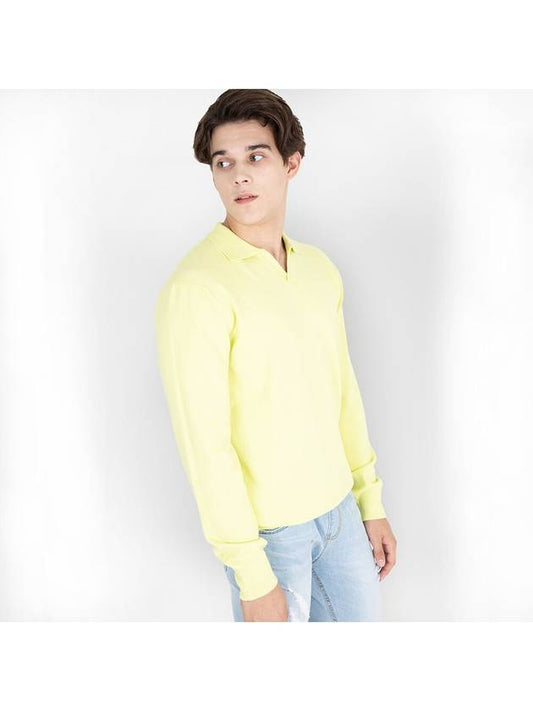 Traverto basic open collar knit LIME - GOLD PERCENT - BALAAN 1