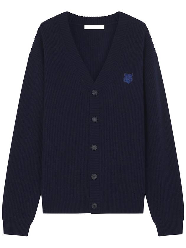 Bold Fox Head Patch Comfort Ribbed Cardigan Navy - MAISON KITSUNE - BALAAN 2