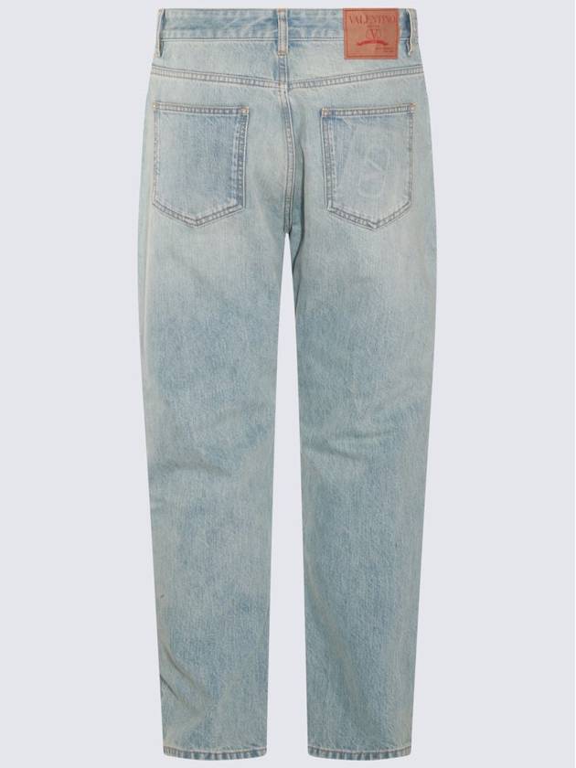 Men's Embossed Logo Signature Denim Jeans Blue - VALENTINO - BALAAN 3