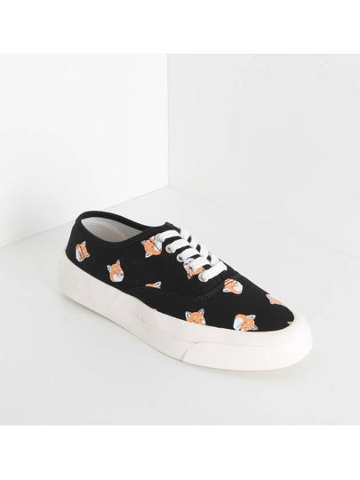 All Over Fox Head Printing Canvas Low Top Sneakers Black - MAISON KITSUNE - BALAAN 2