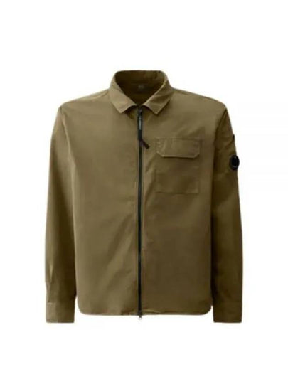 Gabardine Zip Up Long Sleeve Shirt Green - CP COMPANY - BALAAN 2