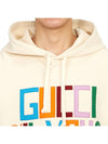 Men's Logo Patch Felted Hoodie Ivory - GUCCI - BALAAN 7