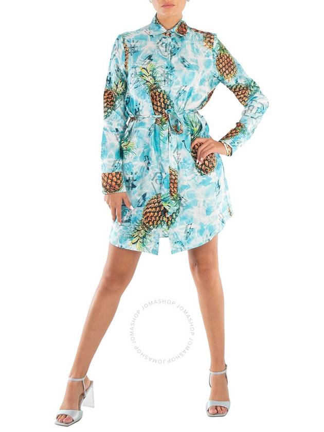 Philipp Plein Pineapple Skies Belted Shirt Dress, Size X-Small - PHILIPP PLEIN - BALAAN 1