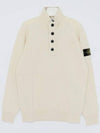 Wappen Patch Half Button Lambswool Knit Top Natural - STONE ISLAND - BALAAN 2