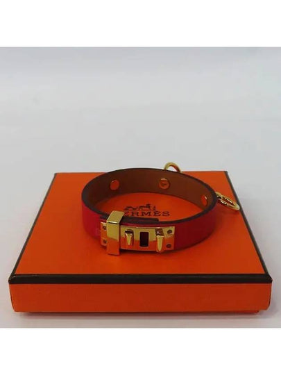 Red leather MINI DOG gold ring women s bracelet - HERMES - BALAAN 2