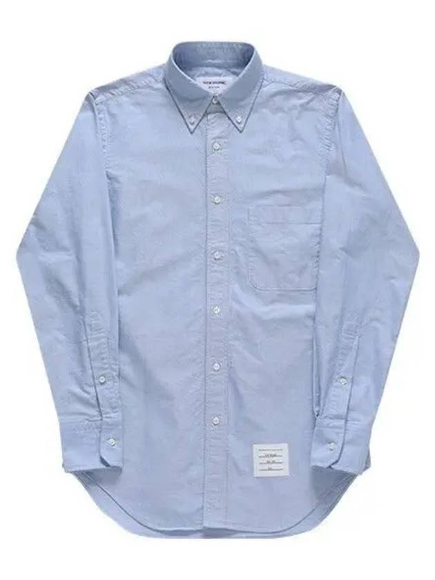 Men's Logo Patch Classic Cotton Long-Sleeved Shirt White Light Blue - THOM BROWNE - BALAAN 2