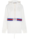 Web Detail Cotton Jersey Hoodie White - GUCCI - BALAAN 1