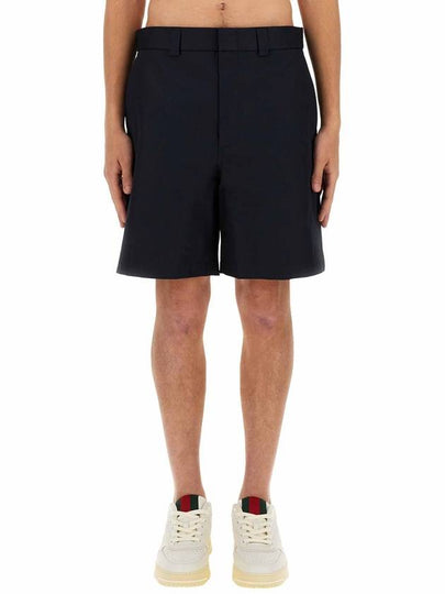 Double Cotton Shorts Dark Blue - GUCCI - BALAAN 2