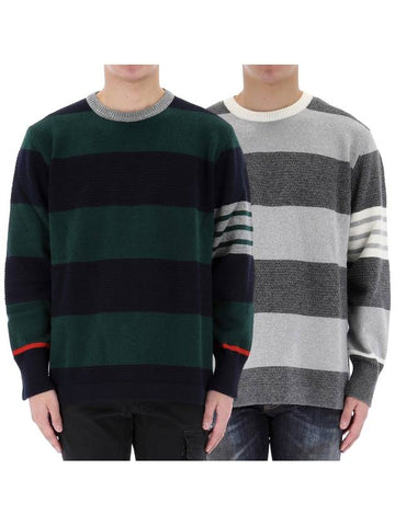 23FW Striped 4 Bar Crew Neck Pullover Sweatshirt 2 Types MKA483A Y1030 - THOM BROWNE - BALAAN 1