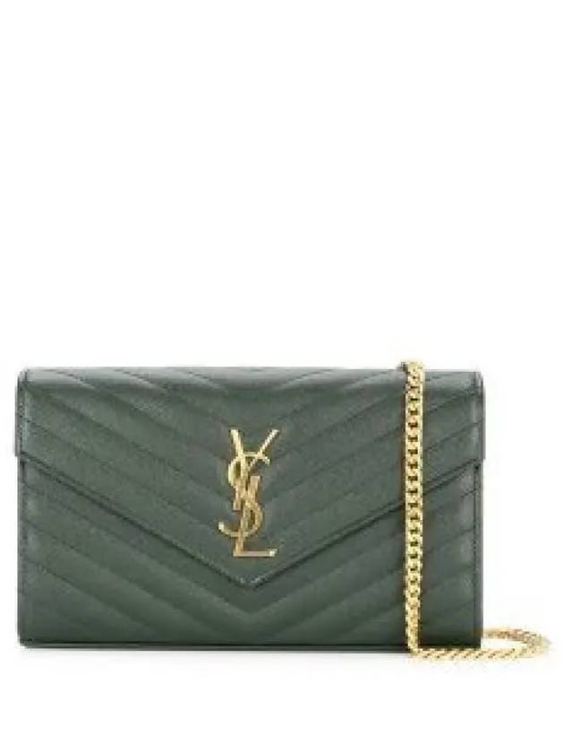 Cassandra Matelasse Chain Wallet Cross Bag Dark Green - SAINT LAURENT - BALAAN 2