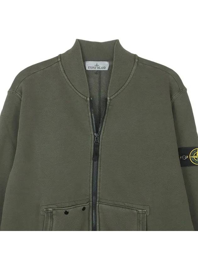 Logo Patch Zip Up Jacket Musk Green - STONE ISLAND - BALAAN 6