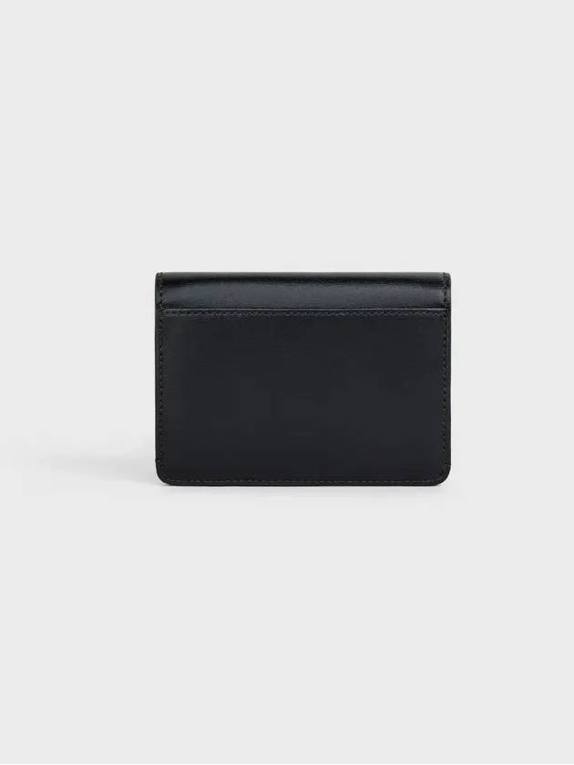 Triomphe Shiny Calfskin Flap Card Wallet Black - CELINE - BALAAN 4