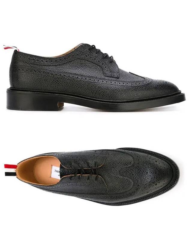 Men's Three Stripes Tab Pebble Grain Long Wing Sole Brogue Black - THOM BROWNE - BALAAN 2