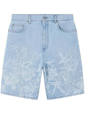 Barocco Sea Print Denim Shorts 10147811A11107 - VERSACE - BALAAN 1