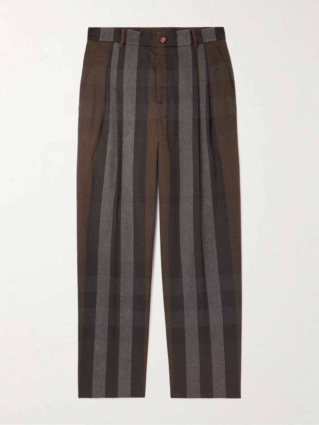 Straight Leg Pleated Check Twill Trousers 8070154 B0080434945 - BURBERRY - BALAAN 1