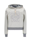 Anagram Logo Embossed Cotton Hooded Top Gray - LOEWE - BALAAN.