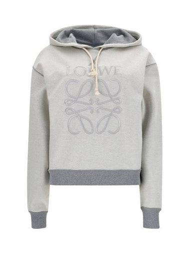 Anagram Embossed Logo Cotton Hoodie Grey - LOEWE - BALAAN 1