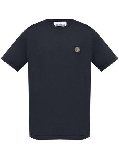 Logo Patch Short Sleeve T-Shirt Navy - STONE ISLAND - BALAAN 2