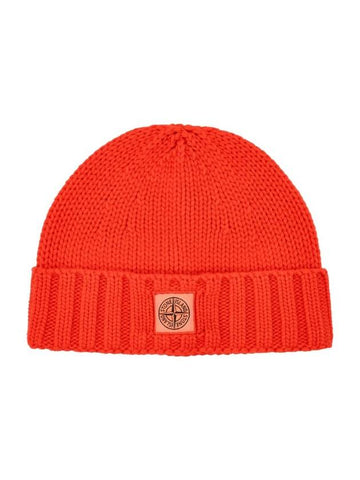 Logo Patch Wool Beanie Red - STONE ISLAND - BALAAN 1