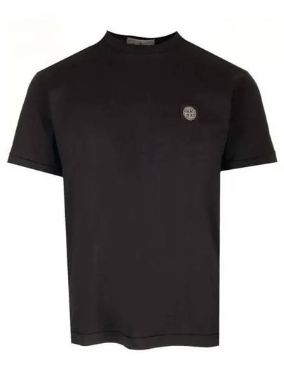 Logo Patch Short Sleeves T-Shirt Black - STONE ISLAND - BALAAN 2