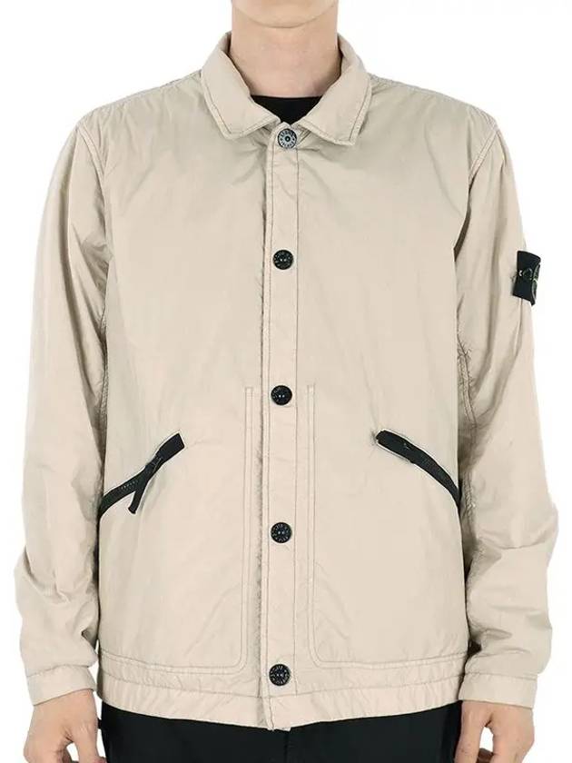 Men's Garment Dyed Crinkle Reps Nylon Shirt Jacket Dove Grey - STONE ISLAND - BALAAN 3