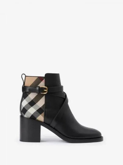 Check Panel Strap Leather Chelsea Boots Black - BURBERRY - BALAAN 2