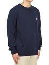 Fox Head Patch Regular Round Neck Pullover Knit Top Navy - MAISON KITSUNE - BALAAN 4