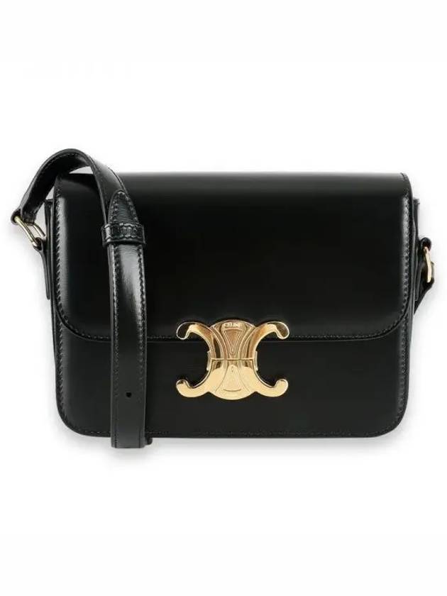 Teen Triomphe Shiny Calfskin Cross Bag Black - CELINE - BALAAN 2