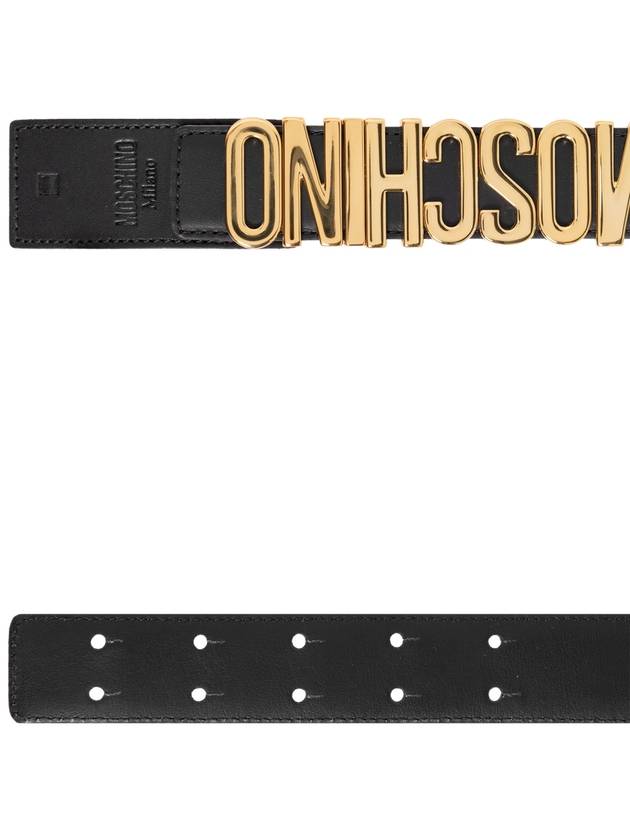 Women's Logo Leather Belt Black - MOSCHINO - BALAAN 5