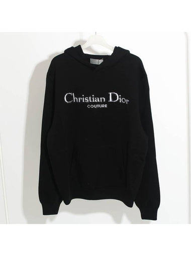 Embroidered Logo Knit Hood Black 443M649AM008 C980 - DIOR - BALAAN 1