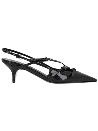 buckle detail leather slingback heel black - MIU MIU - BALAAN 1