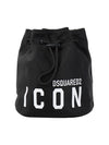 Women's Icon Print Nylon Bucket Bag Black - DSQUARED2 - BALAAN.