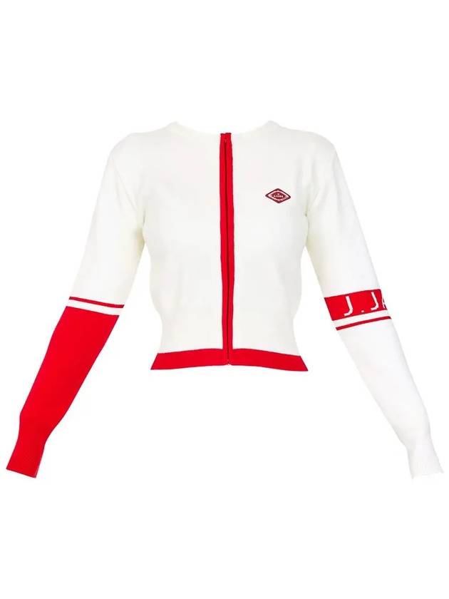 Women s Golf Wear Color Line Knit Zip up Cardigan Red - J JANE - BALAAN 2