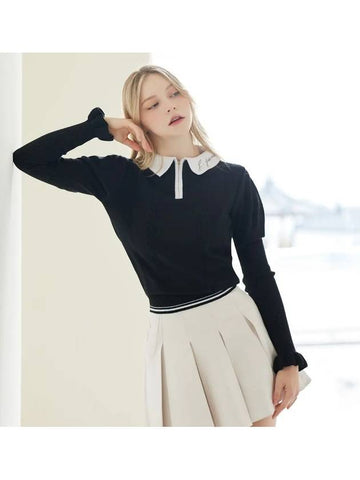 Golf Wear Puff Sleeve Collar Knit Black - J JANE - BALAAN 1