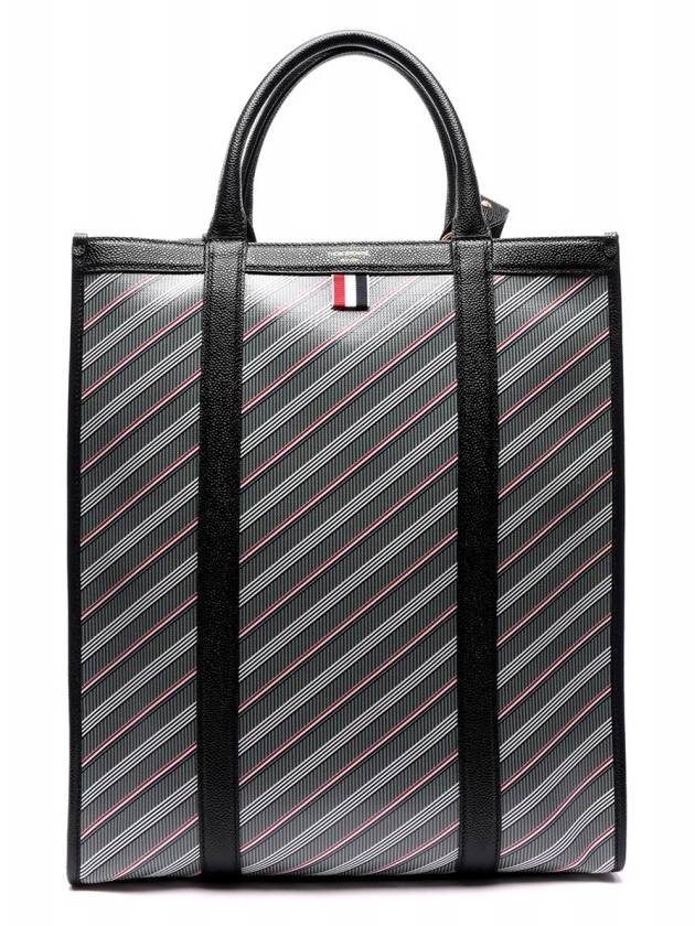 Vertical Square Monogram Tote Bag Grey - THOM BROWNE - BALAAN 4