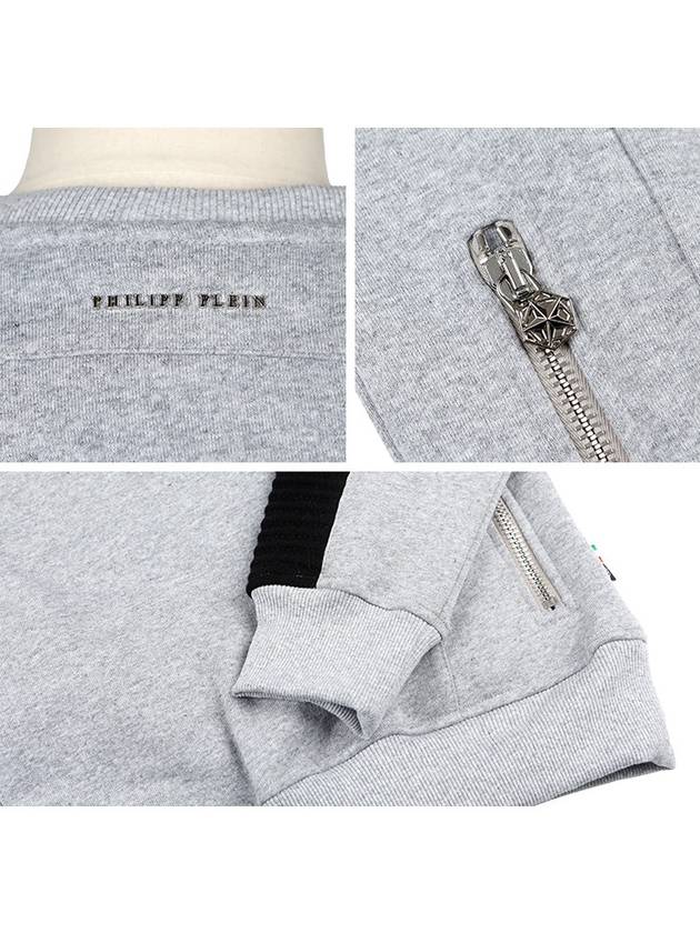 HM632449 000 1046 Melange Gray Black Patch Sweatshirt - PHILIPP PLEIN - BALAAN 6