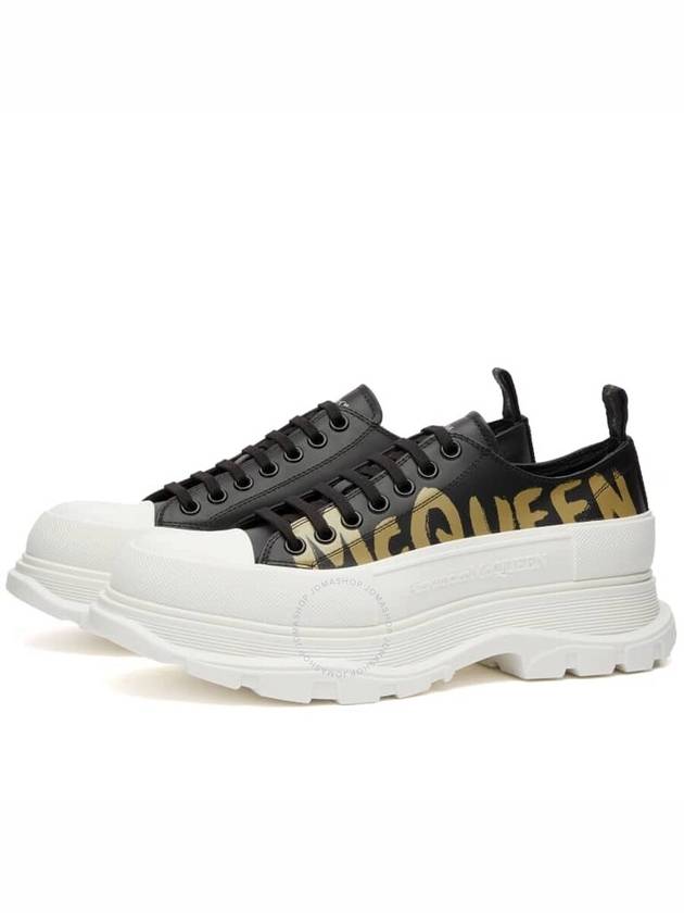 Tread Slick Lace Up Graffiti Logo Low Top Sneakers Black - ALEXANDER MCQUEEN - BALAAN 3