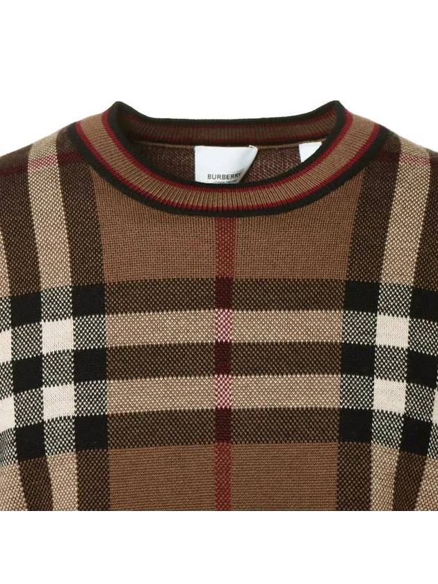 Check Wool Jacquard Knit Top Brown - BURBERRY - BALAAN 5