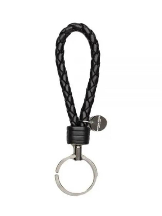 Intrecciato Leather Key Holder Black - BOTTEGA VENETA - BALAAN 2