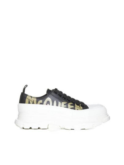 Tread Slick Lace Up Graffiti Logo Low Top Sneakers Black - ALEXANDER MCQUEEN - BALAAN 2