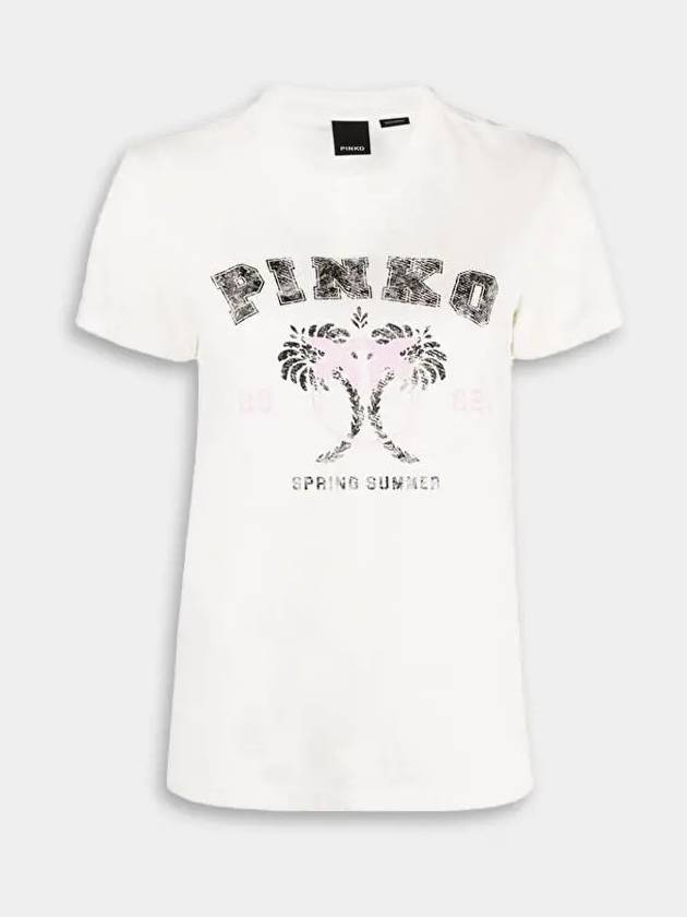 Tivoli Palm Tree Short Sleeve T Shirt White - PINKO - BALAAN 2