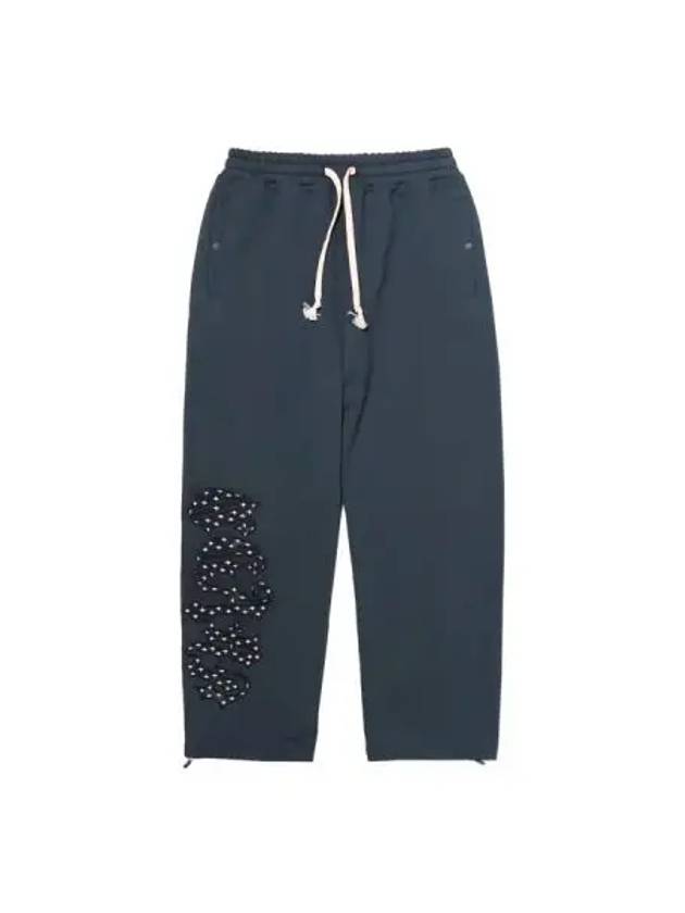 Chicano lettering sweatpants navy - OGARP - BALAAN 1